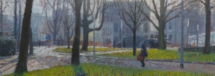 Hereplein in vroeg voorjaar, 70 x 140 cm, 2016