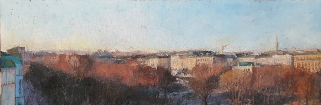 Wenen , Gezicht vanaf de Karlskirche 50 x 150 cm