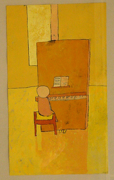 Pianistje, gouache - monoprint, 25 x 35 cm, 2005