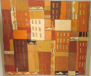 Stad, gouache - monoprint, 60 x 80 cm, 2004
