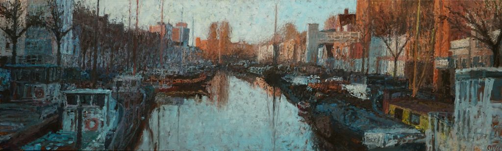 Noorderhaven vanaf de Amelanderbocht, 50 x 150 cm, 2020